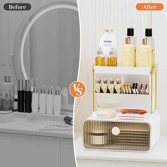 NEW! 2 Tier Makeup Organizer for Vanity Skincare Organizers for Countertop - Picture 4 of 6